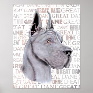 Great Dane Show Colours Blue Poster