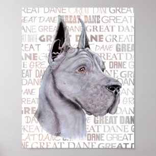 Great Dane Show Colours Blue Poster