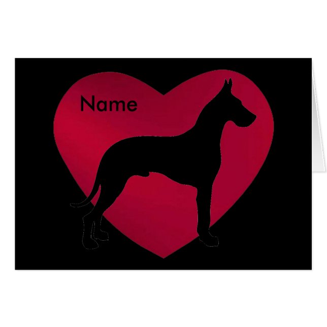 Great Dane Silhouette in Red Heart (Front Horizontal)