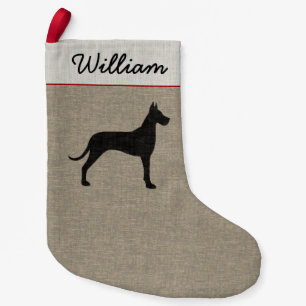 Great Dane Silhouette with Custom Text Small Christmas Stocking
