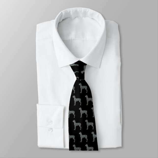 Great Dane Silhouette Yellow & Black Grid Tie (Tied)