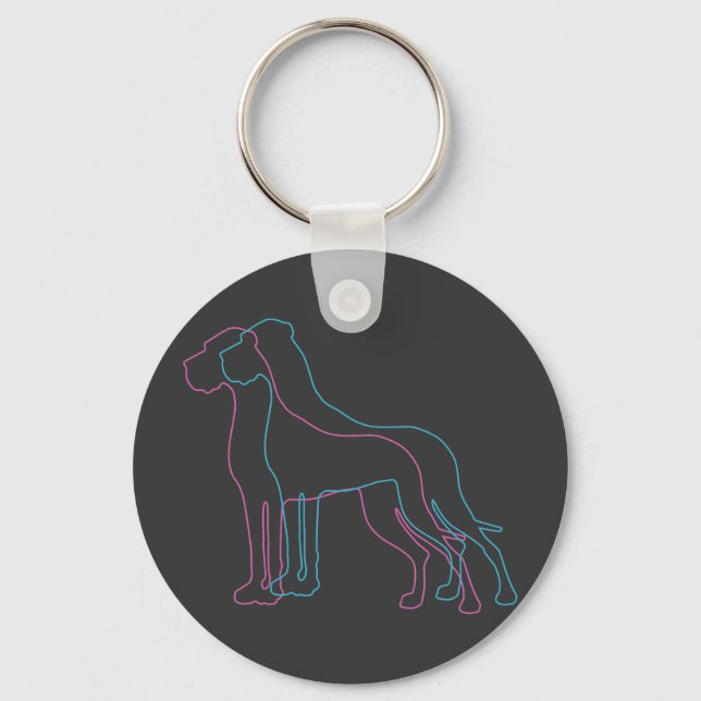 Great Dane Silhouettes Key Ring (Front)