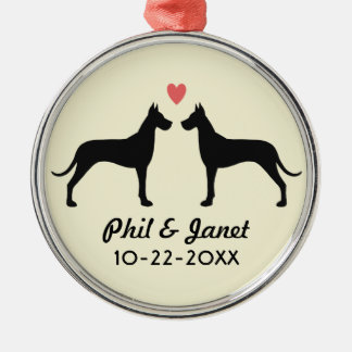 Great Dane Silhouettes Love Wedding Couple Custom Metal Tree Decoration