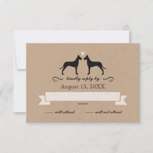 Great Dane Silhouettes Wedding RSVP Reply Card