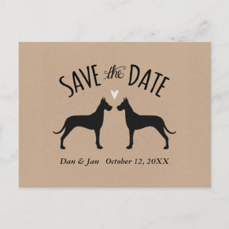 Great Dane Silhouettes Wedding Save the Date Announcement Postcard