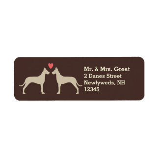Great Dane Silhouettes with Heart Newlywed Couple