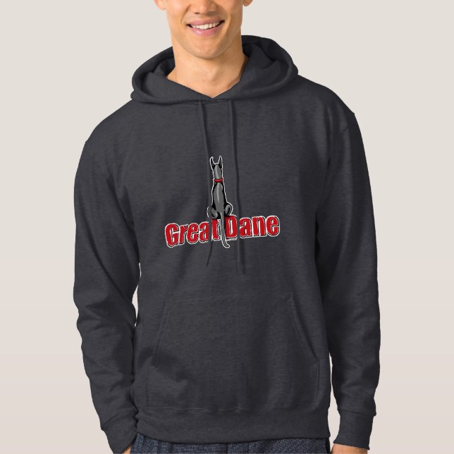 Great Dane Sit Black Hoodie (Front)