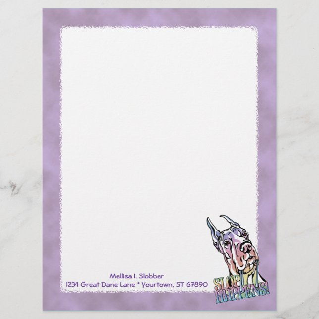 Great Dane Slop Happens Pastel Letterhead Design (Front)