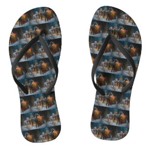 Great Dane Snowy Sleigh Christmas Decor Jandals