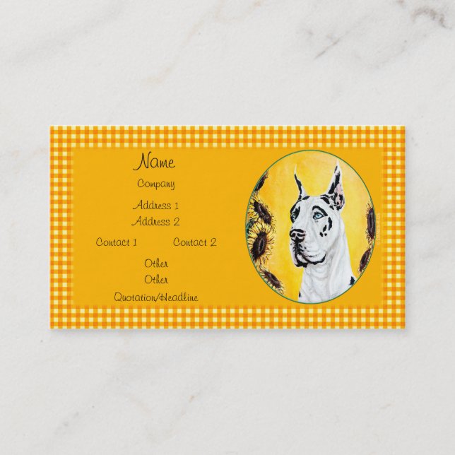 Great Dane Sunny Harle Business Cards (Front)