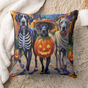Great Dane Trick-or-Treating Halloween Costumes Cushion