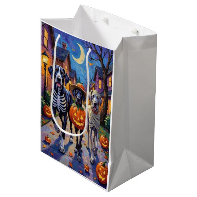 Great Dane Trick-or-Treating Halloween Costumes Medium Gift Bag (Front Angled)