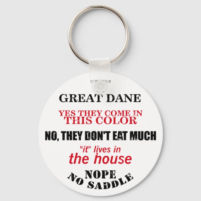Great Dane Walking Answers Key Ring (Front)