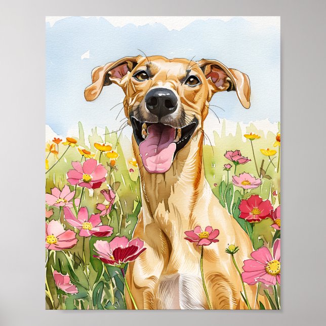 Great Dane watercolor dog poster wall art print (Front)