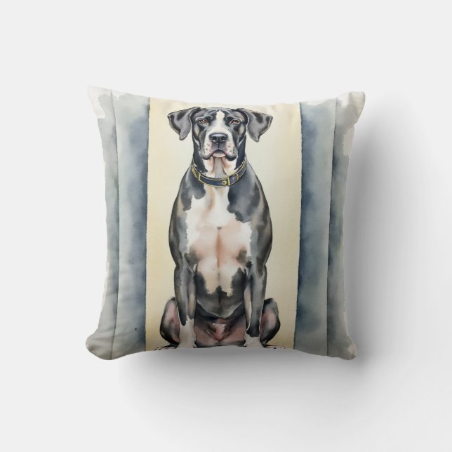 Great Dane Watercolor Vertical Panel Art Cushion (Front)