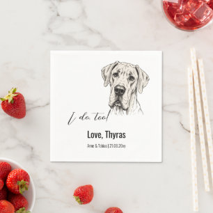 Great Dane Wedding Dog Head Illustration Napkin