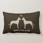 Great Dane Wedding Dogs | Happy Couple Custom Lumbar Cushion<br><div class="desc">Great Dane Silhouettes Facing Each Other with Heart. The text, “Happily Ever After” can be personalised with your own greeting, names or wedding date. Makes a great gift for bridal showers, weddings and milestone anniversaries. A decorative throw pillow for Great Dane lovers. Visit Jenn’s Doodle World for even more unique...</div>