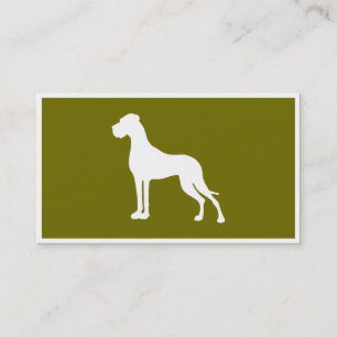 Great Dane white silhouette Business Card
