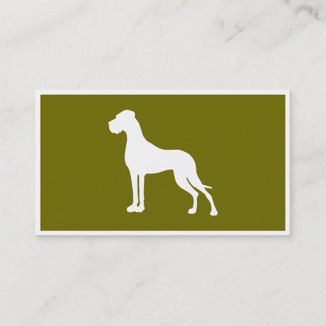 Great Dane white silhouette  Business Card (Front)