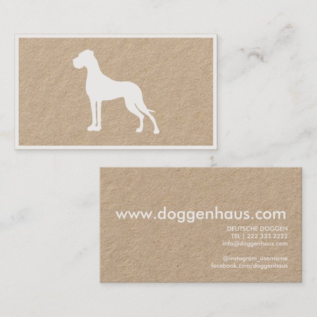 Great Dane white silhouette  Business Card (Front/Back)