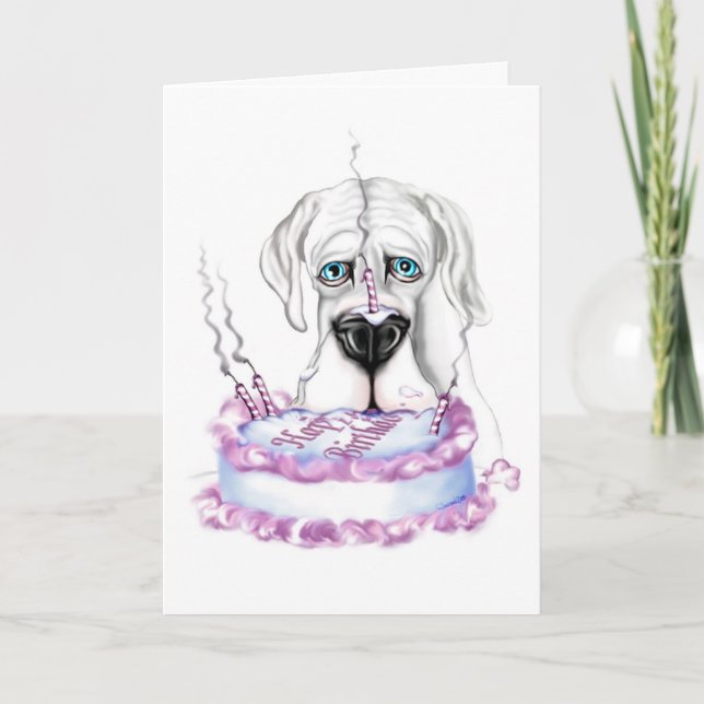 Great Dane White UC Birthday Cake Card (Front)