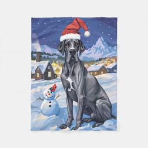 Great Dane Winter Wonderland Christmas Joy Fleece Blanket