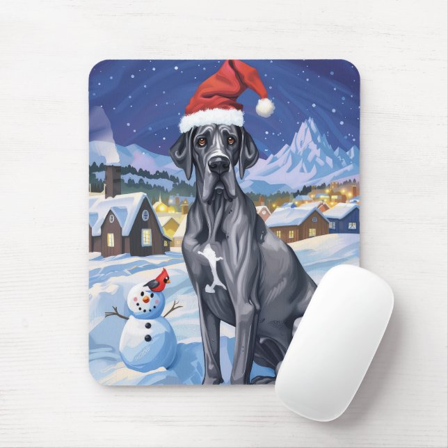 Great Dane Winter Wonderland Christmas Joy  Mouse Pad (With Mouse)
