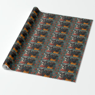 Great Dane With Heart Roses Valentine's Day Wrapping Paper
