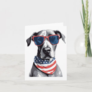Great Dane With Patriotic Usa Flag American Indepe Card