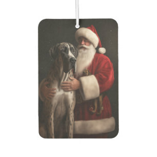 Great Dane With Santa Claus Festive Christmas  Car Air Freshener