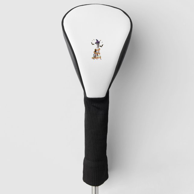 Great Dane Wizard Hat Tree Lights Pumpkin Funny Ha Golf Head Cover (Front)