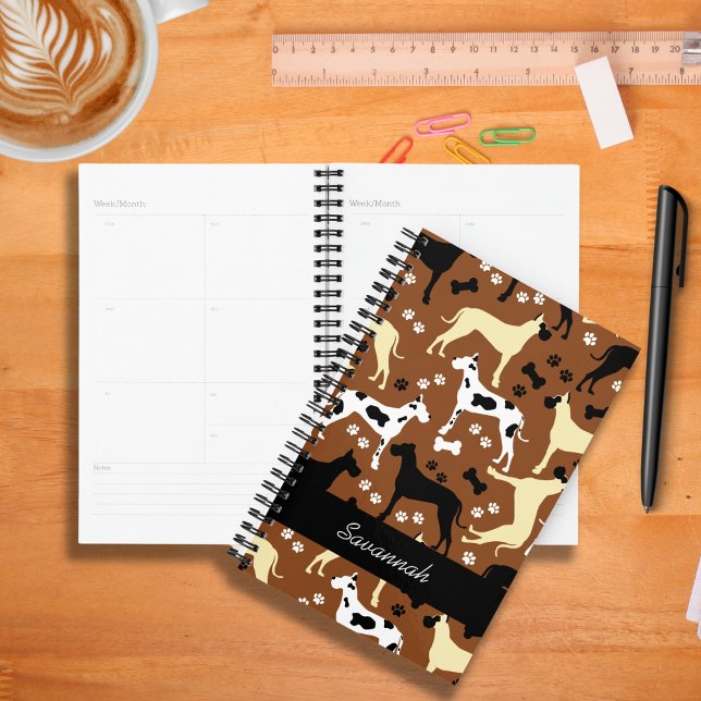Great Danes Fawn Harlequin Dane Dog Planner (Great Danes in Brown Customized Planner)