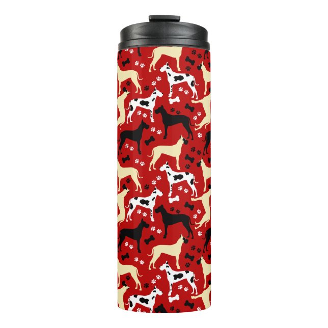Great Danes Harlequin, Fawn, Black Great Dane Ther Thermal Tumbler (Front)