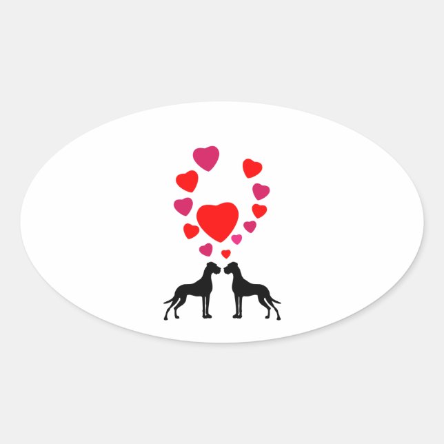 Great Danes in love Oval Sticker (Front)