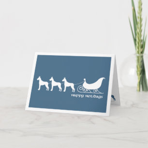 Great Danes Pulling Santa's Sleigh Holiday Card