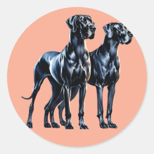 Great Danes Watercolor Classic Round Sticker