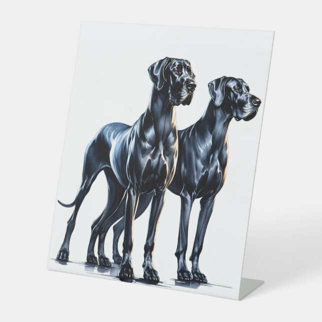 Great Danes Watercolor Pedestal Sign (Front)