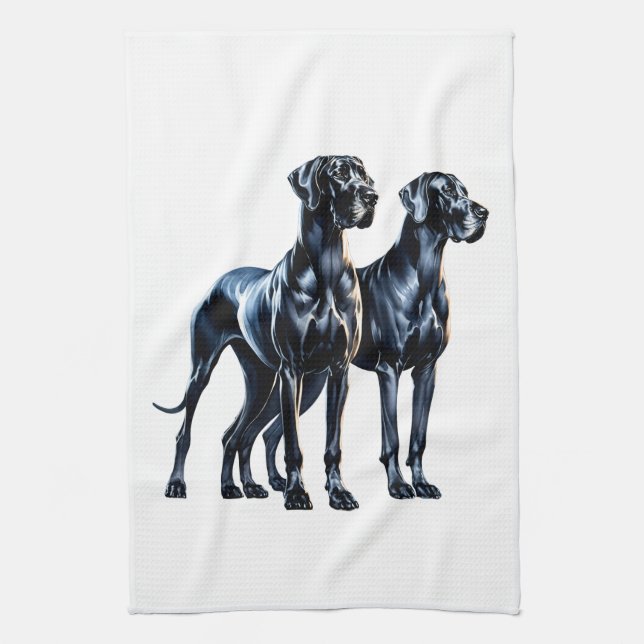 Great Danes Watercolor Tea Towel (Vertical)