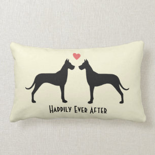 Great Danes Wedding Dogs   Happy Couple Custom Lumbar Cushion
