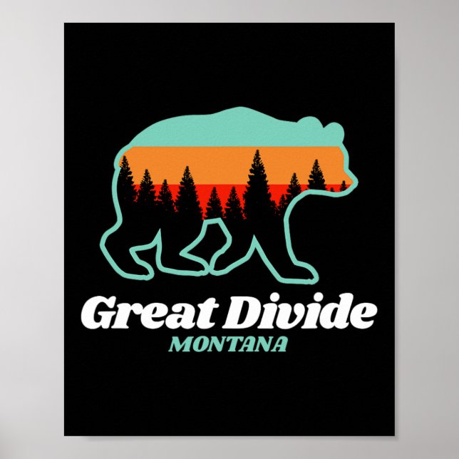 Great Divide Montana Skiing Snowboarding Bear  Poster (Front)