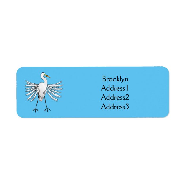 Great egret bird cartoon illustration (Front)