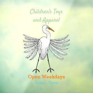 Great egret bird cartoon illustration