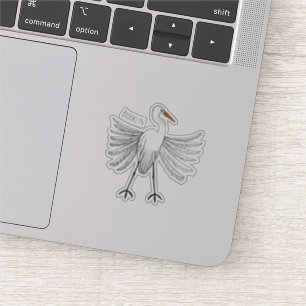 Great egret bird cartoon illustration