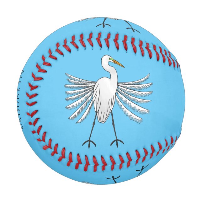 Great egret bird cartoon illustration  baseball (Front Left)
