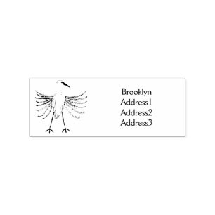Great egret bird cartoon illustration rubber stamp
