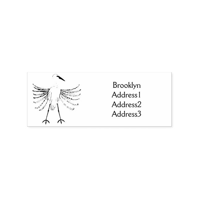 Great egret bird cartoon illustration rubber stamp (Imprint)