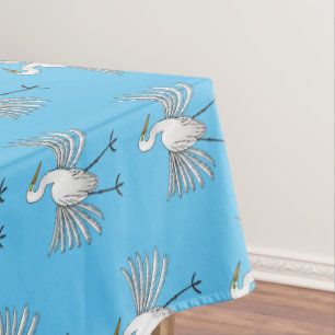 Great egret bird cartoon illustration   tablecloth