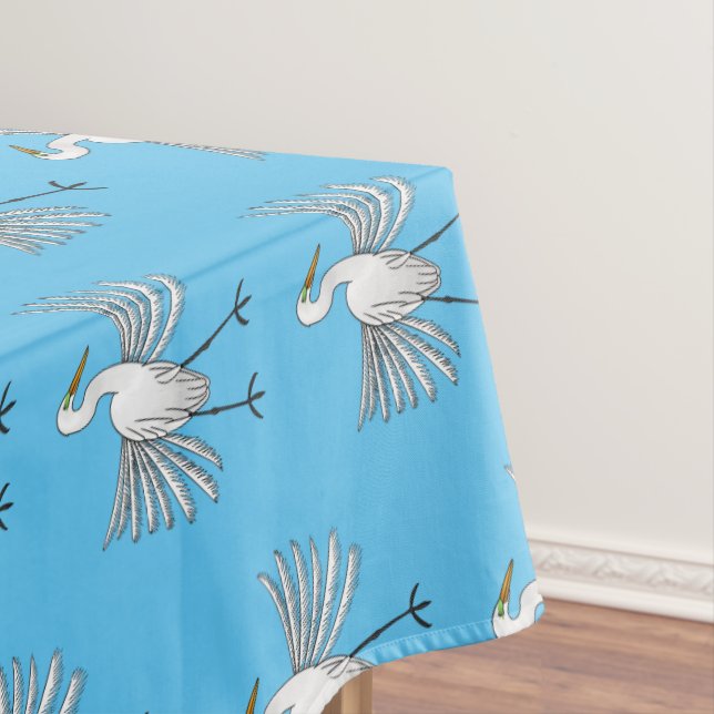 Great egret bird cartoon illustration   tablecloth (In Situ)