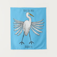 Great egret bird cartoon illustration