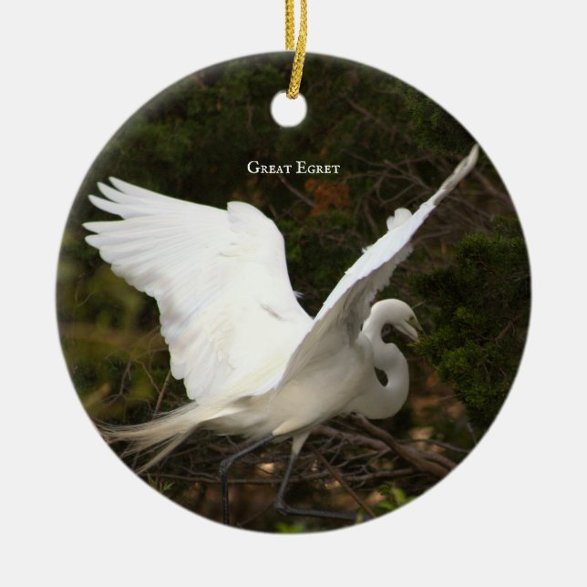 Great Egret Bird Photo Ornament  (Front)